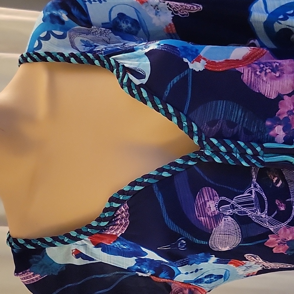 Vibrant Blue and Pink Patterned Dress by Custo Barcelona size 2 - Picture 2 of 11
